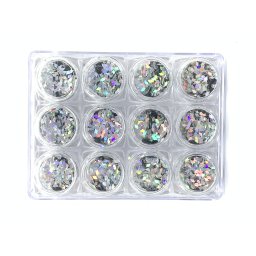 Set 12 decoratiuni paiete pentru unghii, argintii, romburi
