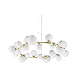 Ideal Lux - Lustru LED suspendat pe cablu PERLAGE 25xG9/3W/230V 110 cm auriu/alb