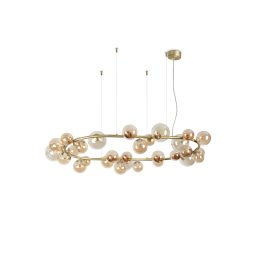 Ideal Lux - Lustră LED suspendată pe cablu PERLAGE, 30x G9/3W/230V, 143 cm, auriu/bej fumuriu