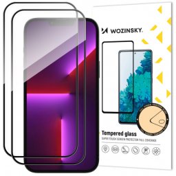 Folie de protectie Ecran WZK pentru Apple iPhone 14 Pro Max, Sticla Securizata, Full Glue, Set 2 bucati, Neagra