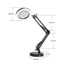 Lampa de Birou cu Lupa Platinet PDLD11 | 10W, 48 LED, Lupa 3x, Negru