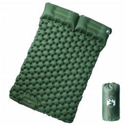 Saltea de camping auto-gonflabila, cu perne, 2 persoane, verde GartenMobel Dekor