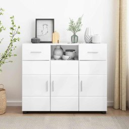 Bufet Alb foarte lucios 88,5 x 30,5 x 73 cm Lemn compozit GartenMobel Dekor