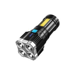 Lanterna tactica reîncarcabila USB cu 4 LED + COB lateral, 1000 lm, IPX6
