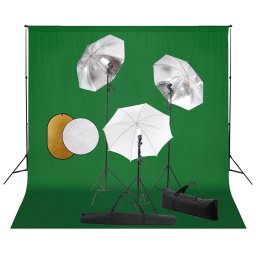 Set studio foto cu lampi, umbrele, fundal si reflector GartenMobel Dekor