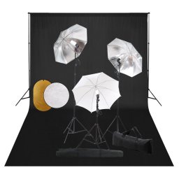 Set studio foto cu lampi, umbrele, fundal si reflector GartenMobel Dekor