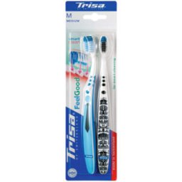 Periuta de dinti manuala Trisa Feel Good Duo Medium, set 2 bucati