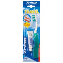 Periuta de dinti manuala Trisa Travel Medium cu pasta 9 ml