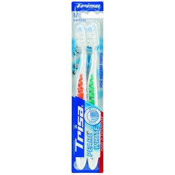 Periuta de dinti manuala Trisa Pearl White Duo Medium, set 2 bucati