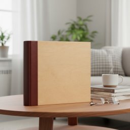 Album foto 10x15 cm pentru 500 poze, coperta lemn natur si piele eco