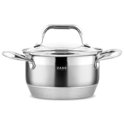 Oala din inox Zass Gourmet ZG-SC01-16 cu capac, 1,9L, 16 cm