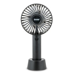 Ventilator portabil USB Zass ZPF 02, 3 viteze, acumulator, negru