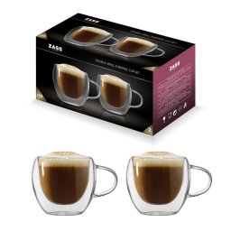 Set 2 cani termorezistente ZASS Gourmet 250 ml din sticla cu perete dublu