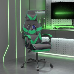 Scaun de gaming cu suport picioare negru/verde, piele ecologica GartenMobel Dekor