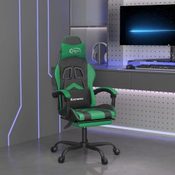 Scaun de gaming cu suport picioare negru/verde, piele ecologica GartenMobel Dekor