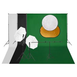 Kit studio foto cu set de lumini, fundal si reflector GartenMobel Dekor
