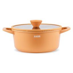 Oala din aluminiu turnat cu acoperire ceramica si capac, 24 cm, crem