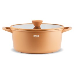 Oala din aluminiu turnat cu acoperire ceramica si capac, 28 cm, crem