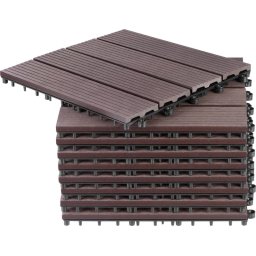 Set dale pentru terasa cu efect lemn WPC, 31x31 cm, 9 piese, maro-gri