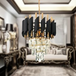 Candelabru cristal Versailles Petito 3xE14, 30 cm, auriu-negru, reglabil