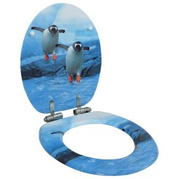 Capac WC cu închidere silentioasa, MDF, model pinguini GartenMobel Dekor