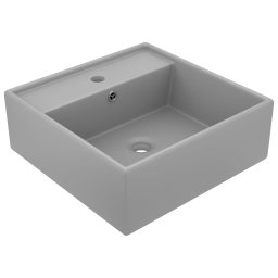 Chiuveta lux preaplin, gri deschis mat 41x41 cm ceramica patrat GartenMobel Dekor