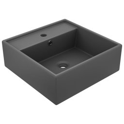 Chiuveta lux cu preaplin gri închis mat 41x41cm ceramica patrat GartenMobel Dekor