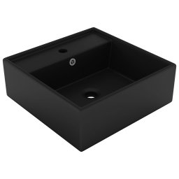 Chiuveta lux cu preaplin negru mat, 41x41 cm, ceramica, patrat GartenMobel Dekor