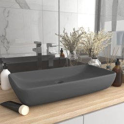 Chiuveta de lux gri închis mat 71x38 cm ceramica dreptughiular GartenMobel Dekor