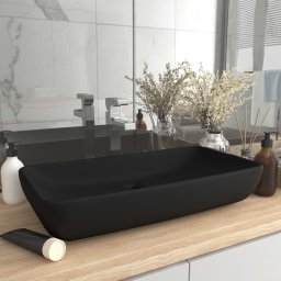 Chiuveta dreptunghiulara de lux, negru mat, 71x38 cm, ceramica GartenMobel Dekor