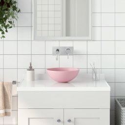 Chiuveta de baie, roz mat, ceramica, rotund GartenMobel Dekor