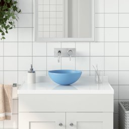 Chiuveta pentru baie, albastru deschis, ceramica, rotund GartenMobel Dekor