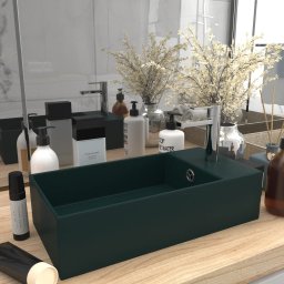 Chiuveta de baie cu preaplin, verde închis, ceramica GartenMobel Dekor