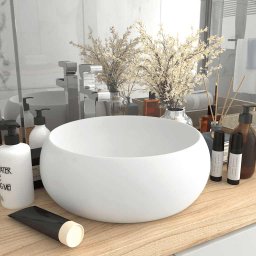 Chiuveta de baie lux alb mat 40x15 cm ceramica rotund GartenMobel Dekor