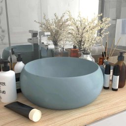 Chiuveta baie lux albastru deschis mat 40x15 cm ceramica rotund GartenMobel Dekor