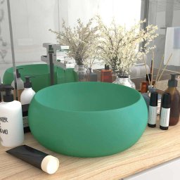 Chiuveta baie lux verde deschis mat 40x15 cm ceramica rotund GartenMobel Dekor