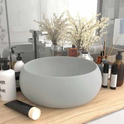 Chiuveta baie lux gri deschis mat 40x15 cm ceramica rotund GartenMobel Dekor
