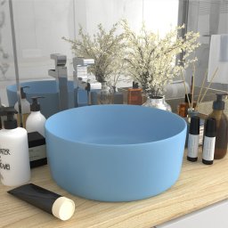 Chiuveta baie lux albastru deschis mat 40x15 cm ceramica rotund GartenMobel Dekor