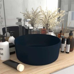 Chiuveta baie lux albastru închis mat 40x15 cm ceramica rotund GartenMobel Dekor