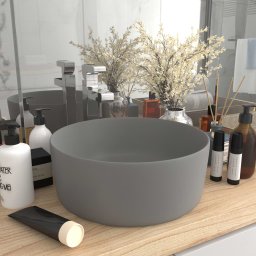 Chiuveta baie lux gri deschis mat 40x15 cm ceramica rotund GartenMobel Dekor