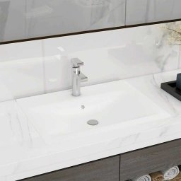 Chiuveta baie lux orificiu robinet alb mat 60x46 cm ceramica GartenMobel Dekor