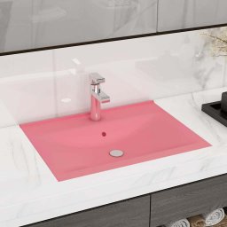 Chiuveta baie lux orificiu robinet roz mat 60x46 cm ceramica GartenMobel Dekor