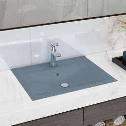 Chiuveta baie lux, orificiu robinet, bleu mat 60x46 cm ceramica GartenMobel Dekor