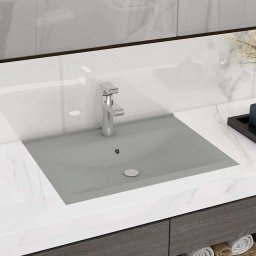 Chiuveta baie lux orificiu robinet gri mat 60x46 cm ceramica GartenMobel Dekor