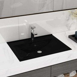 Chiuveta baie lux, orificiu robinet negru mat 60x46 cm ceramica GartenMobel Dekor