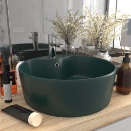 Chiuveta de lux cu preaplin verde închis mat 36x13 cm ceramica GartenMobel Dekor