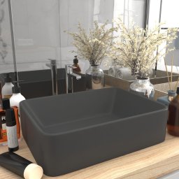 Chiuveta de baie lux, gri închis mat, 41 x 30 x 12 cm, ceramica GartenMobel Dekor