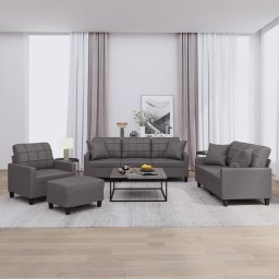 Set de canapele cu perne, 4 piese, gri, piele ecologica GartenMobel Dekor