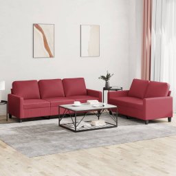 Set de canapele cu perne, 2 piese, rosu vin, piele ecologica GartenMobel Dekor