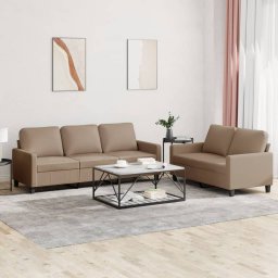 Set de canapele cu perne, 2 piese, cappuccino, piele ecologica GartenMobel Dekor